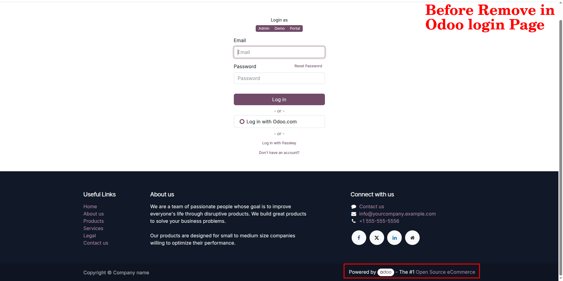 Hide Powered By On Login Page